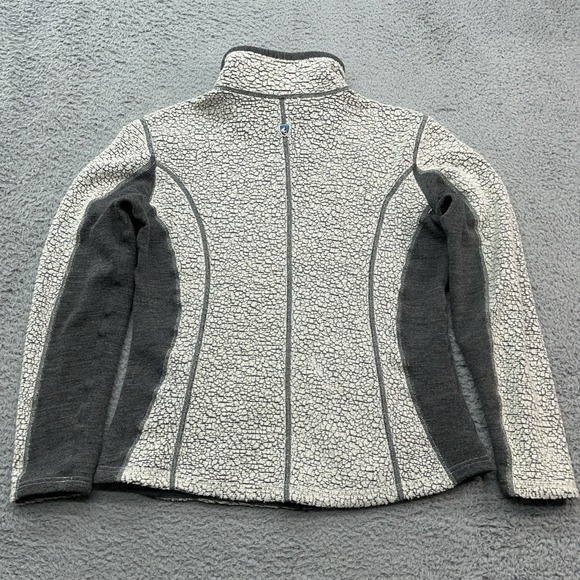 Kuhl Kozet Full Zip Jacket Womens L Wool Blend Sherpa White Gray Hiking Gorpcore - Picture 2 of 10